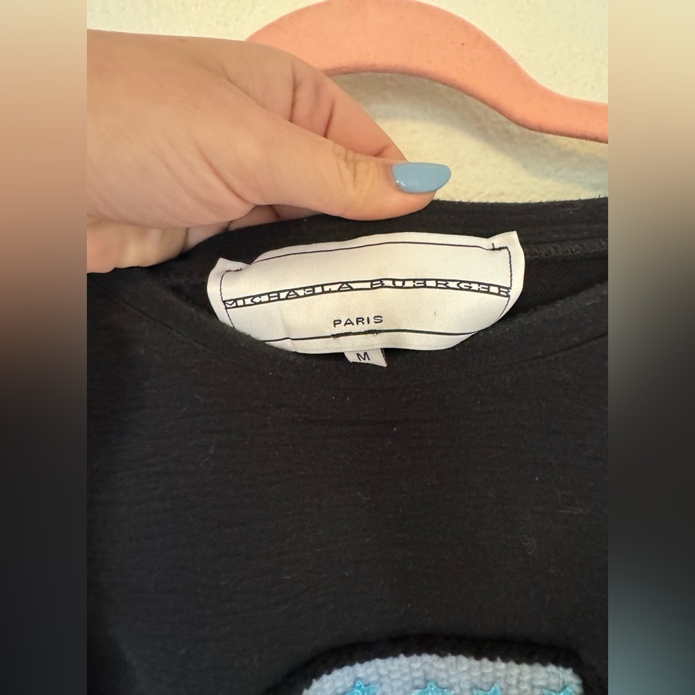 Michaela Buerger I Love Paris Crewneck Sweatshirt Black Medium Stretch EUC - Picture 4 of 8